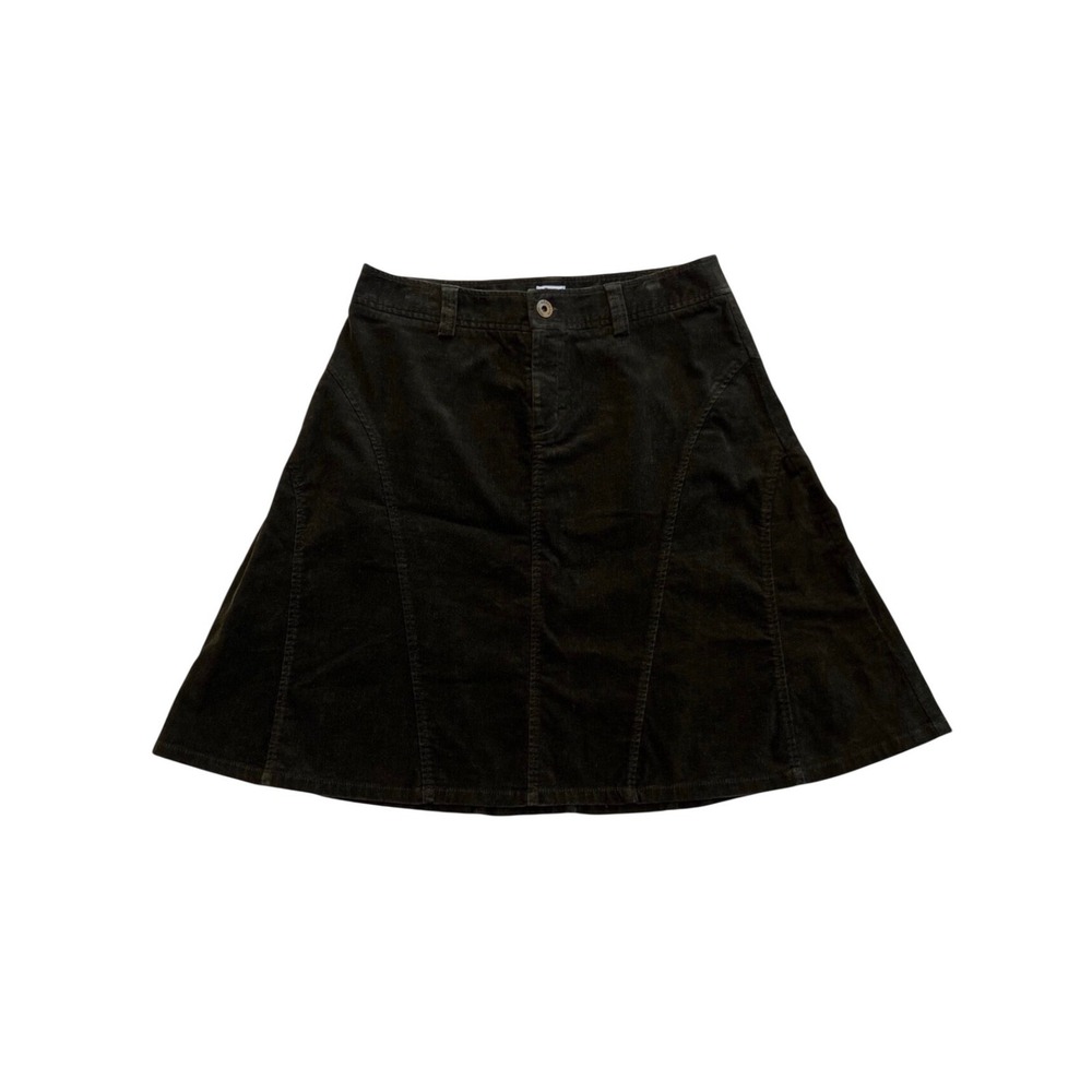 G‎ H Bass Cotton Corduroy A Line Dark Olive Y2K Academia Preppy Skirt Size 8